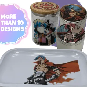 Gurren Lagann Anime Spice Grinder, Stash Jar, Rolling Tray Set