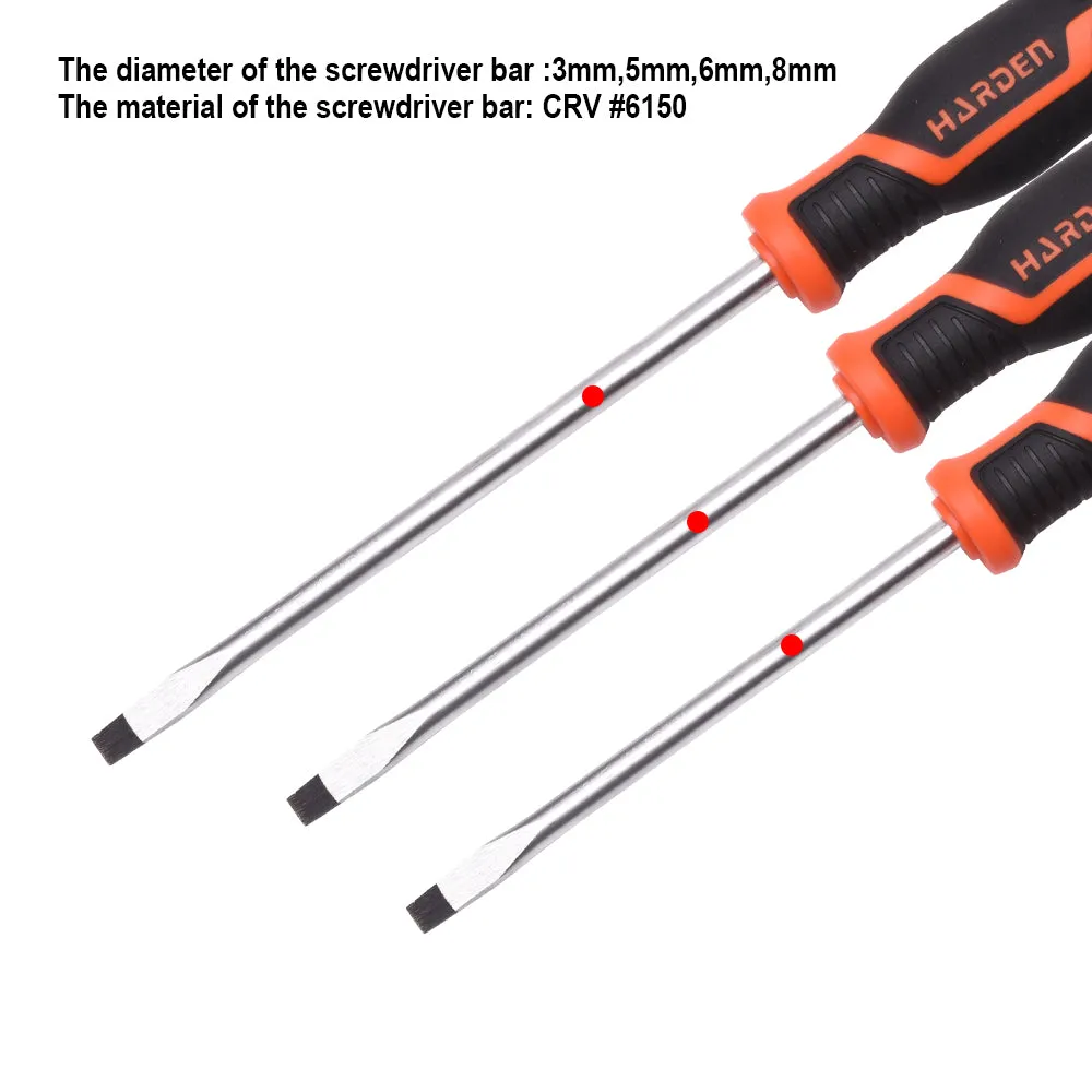 Harden Flat Screwdriver with Soft Handle 6 x 150mm