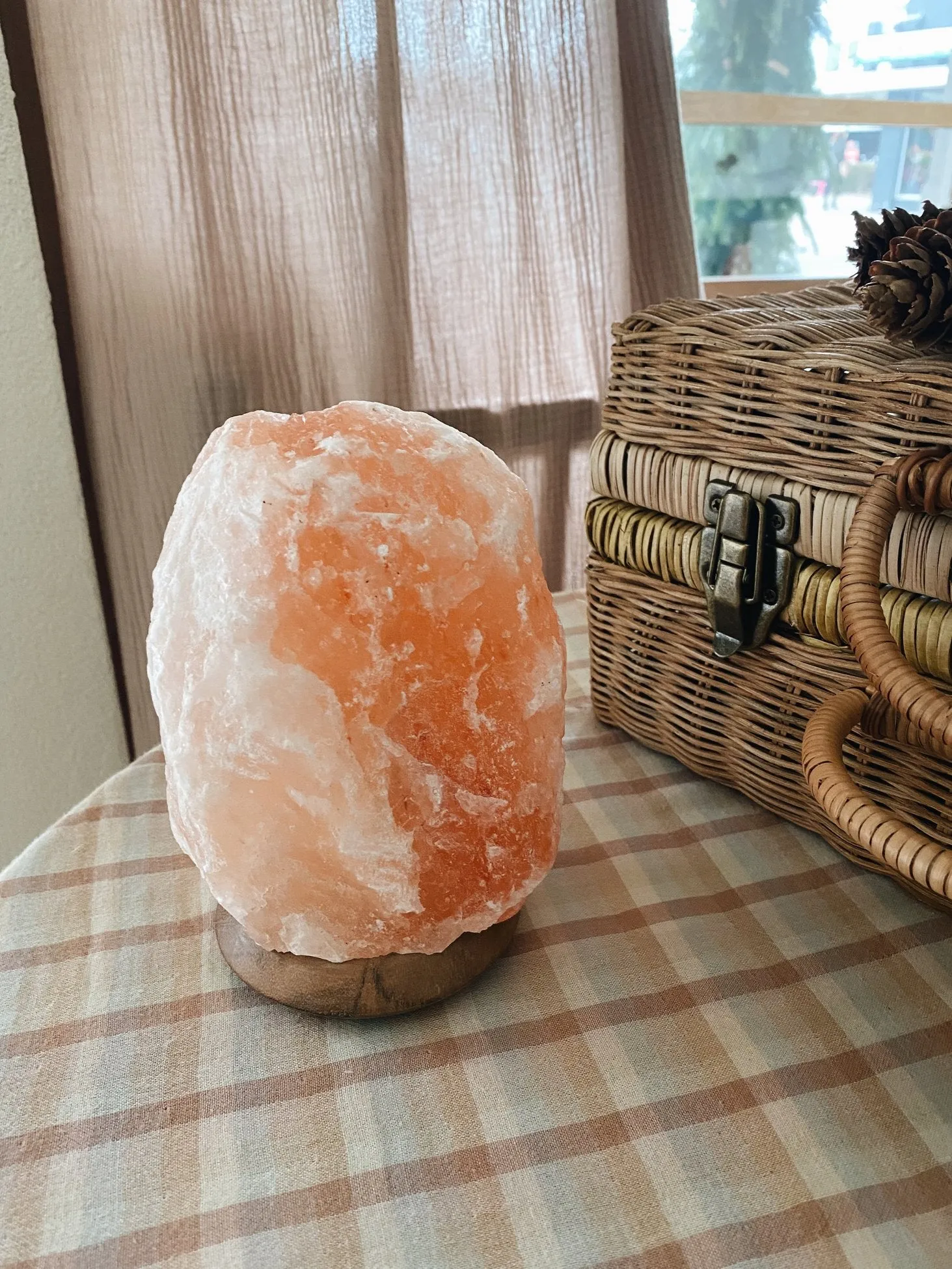 Himalaya Salt Dreams Lamp Himalaya Salt Wooden Base - 18 Cm High - Orange