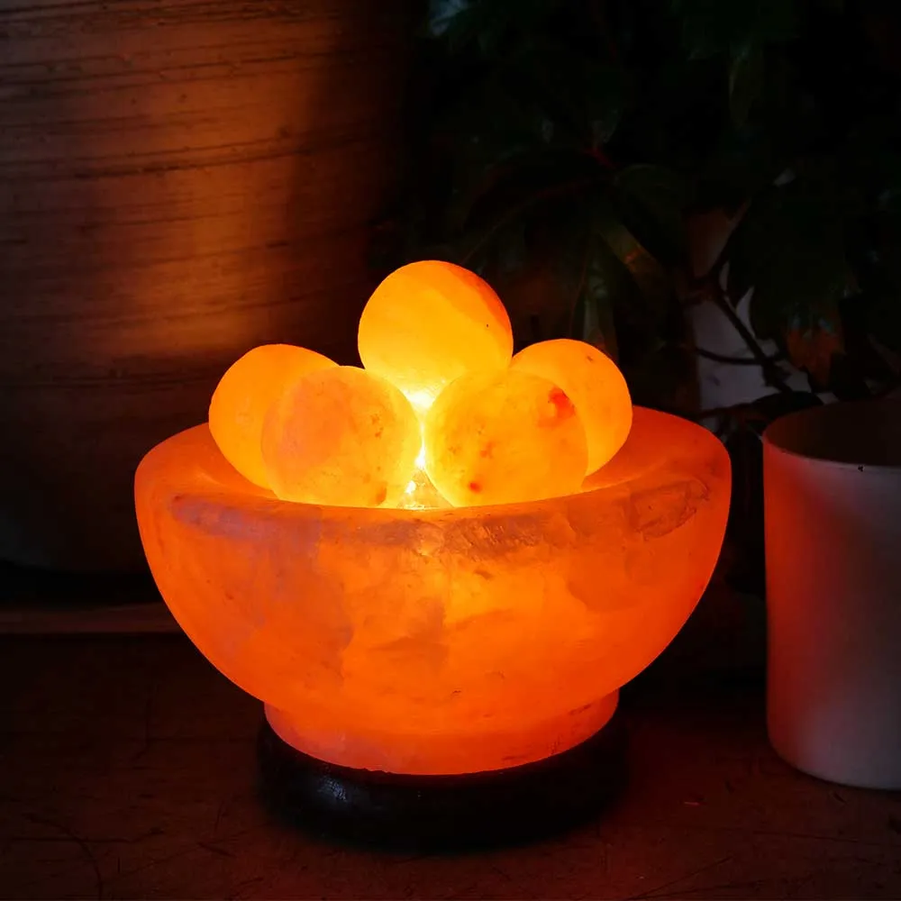 Himalayan Fire Bowl Salt Lamp   Salt Balls