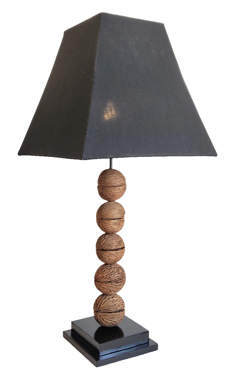 Home Decor: Lighting fixture.
Beautiful Table lamp with handcrafted coconut shells art.