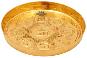 IndianArtVilla Handmade Pure Brass Asthmanghal Puja Thali For Spiritual and Puja