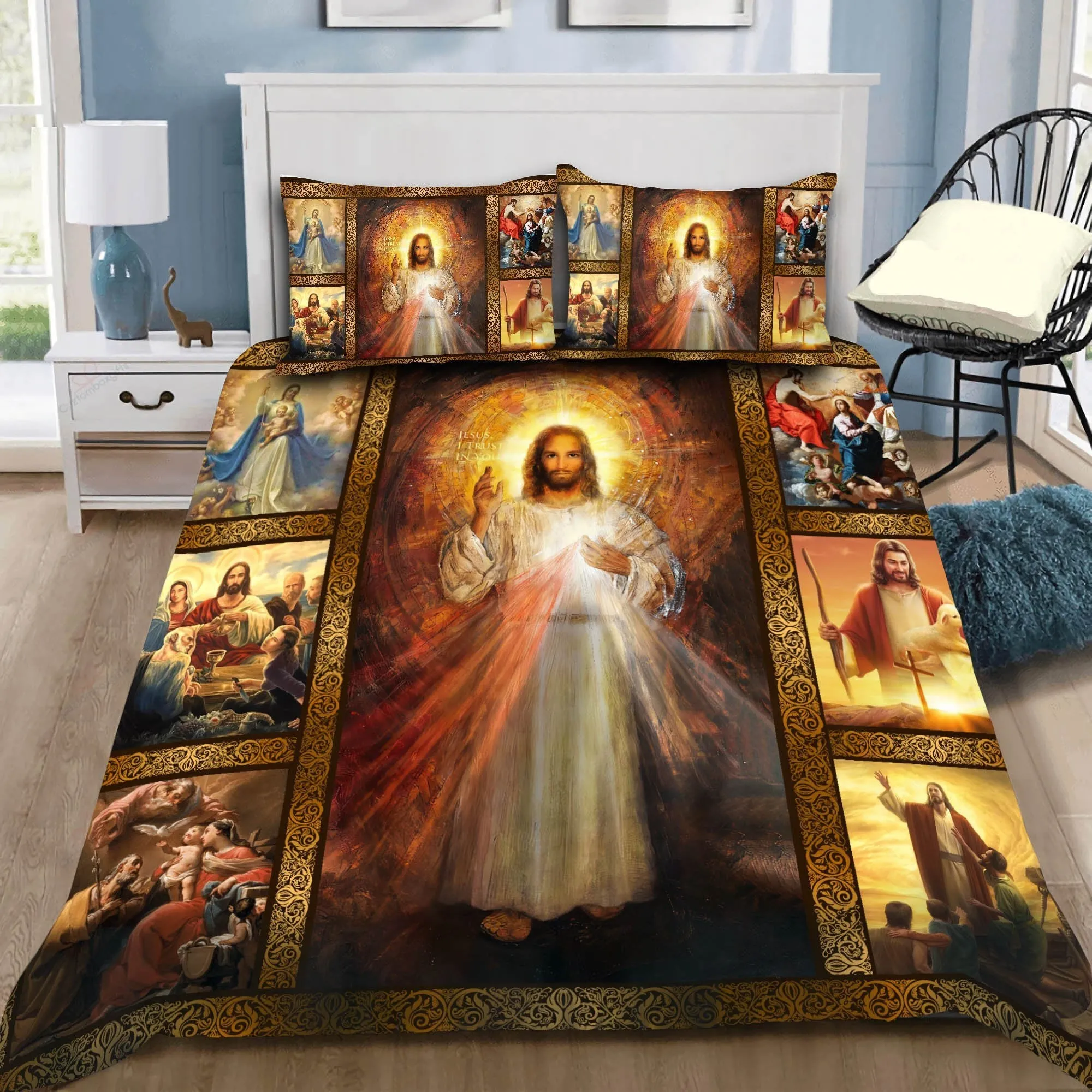 Jesus I Trust In You Jesus Bedding Set - Christian Bedding Sets