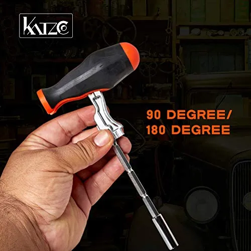 Katzco Multi Angle Ratcheting Screwdriver - 26 Piece Driver, Bit and Socket Set 90 and 180