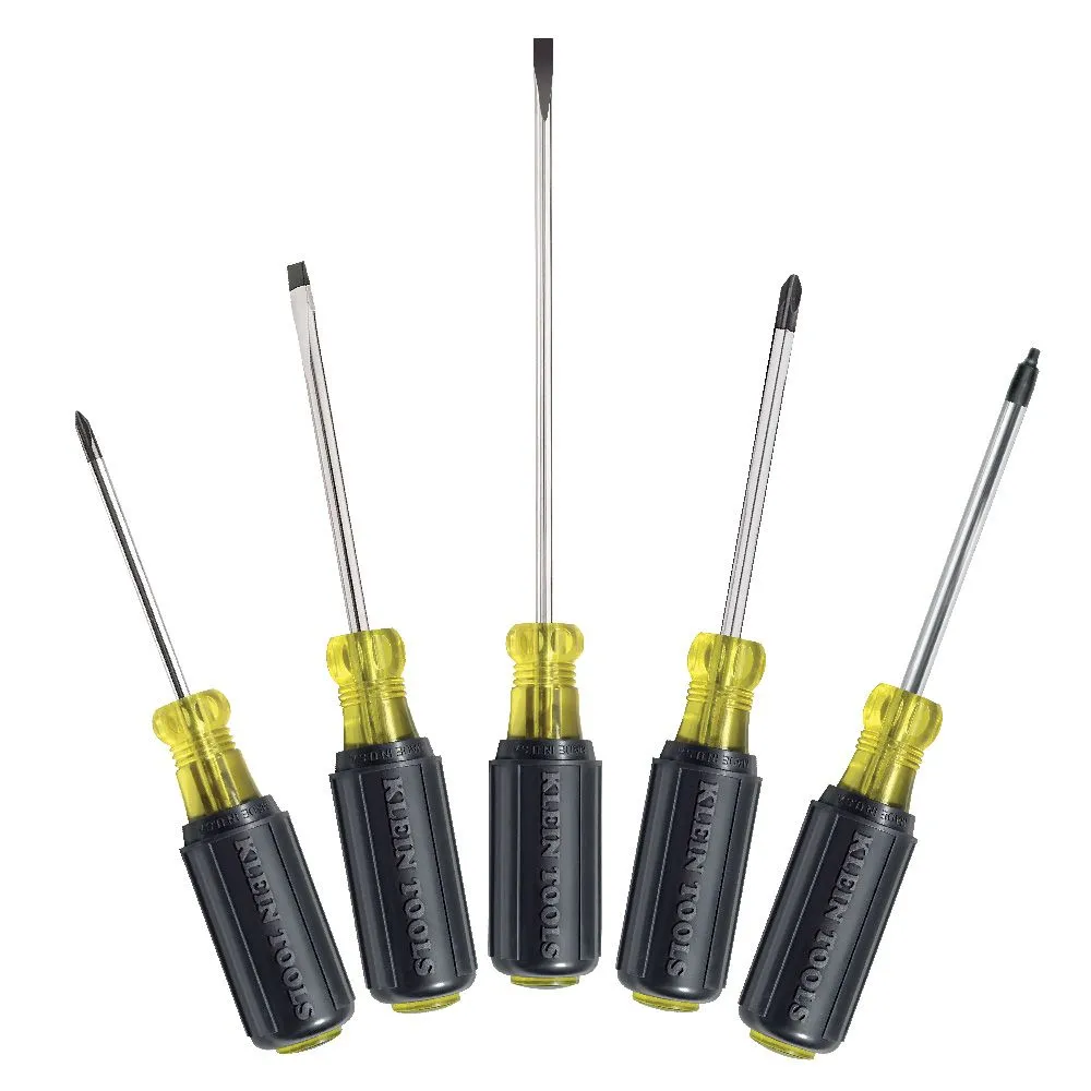 Klein 85445 Screwdriver Set, Slotted, Phillips and Square, 5-Piece