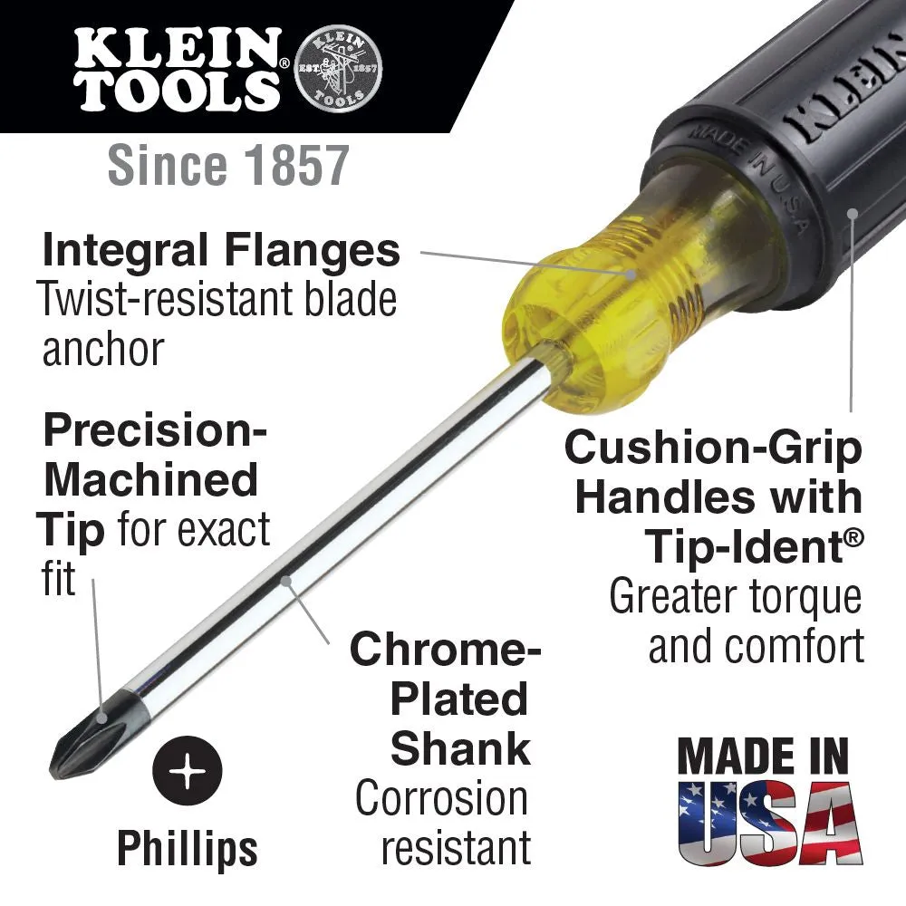 Klein 85445 Screwdriver Set, Slotted, Phillips and Square, 5-Piece