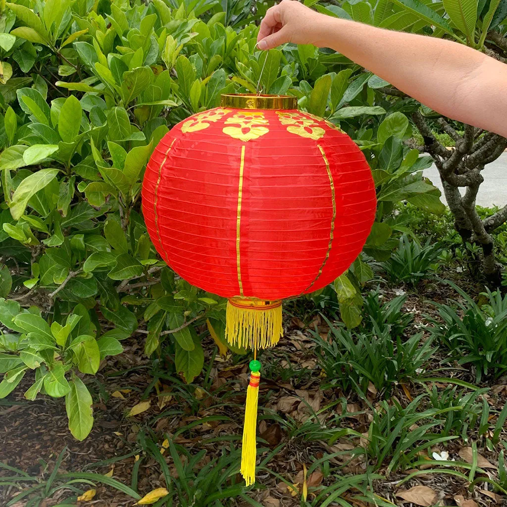 Large Chinese Lanterns (40cm) - pack 2 red nylon lanterns