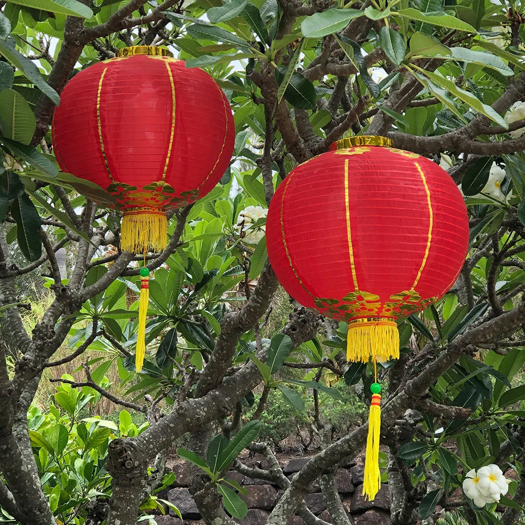 Large Chinese Lanterns (40cm) - pack 2 red nylon lanterns