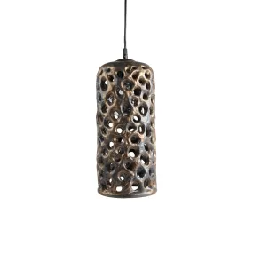 Large Cylinder Hanging Lantern in Bronze