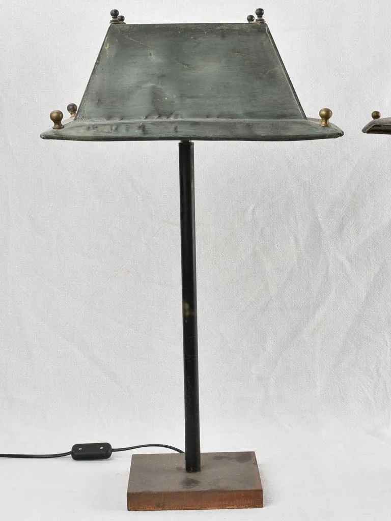 Large Pair of Brass Pool Table Lamps 24½"