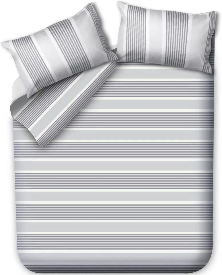 Lazzaro Duvet Cover Set-Grey and White Stripes