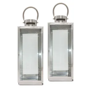 Lewis's Rectangular Lanterns Candle Holders Set of 2 - 17x16x41cm