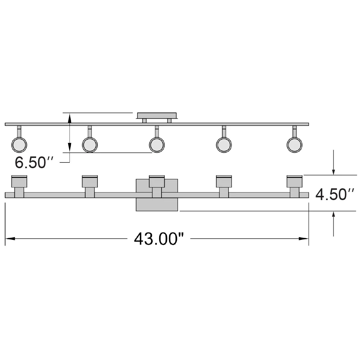 Lincoln 5 Light Adjustable LED Track Light Fixture, Brushed Steel