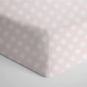 Living Textiles | Cotton Jersey Fitted Sheet | Pink Gingham