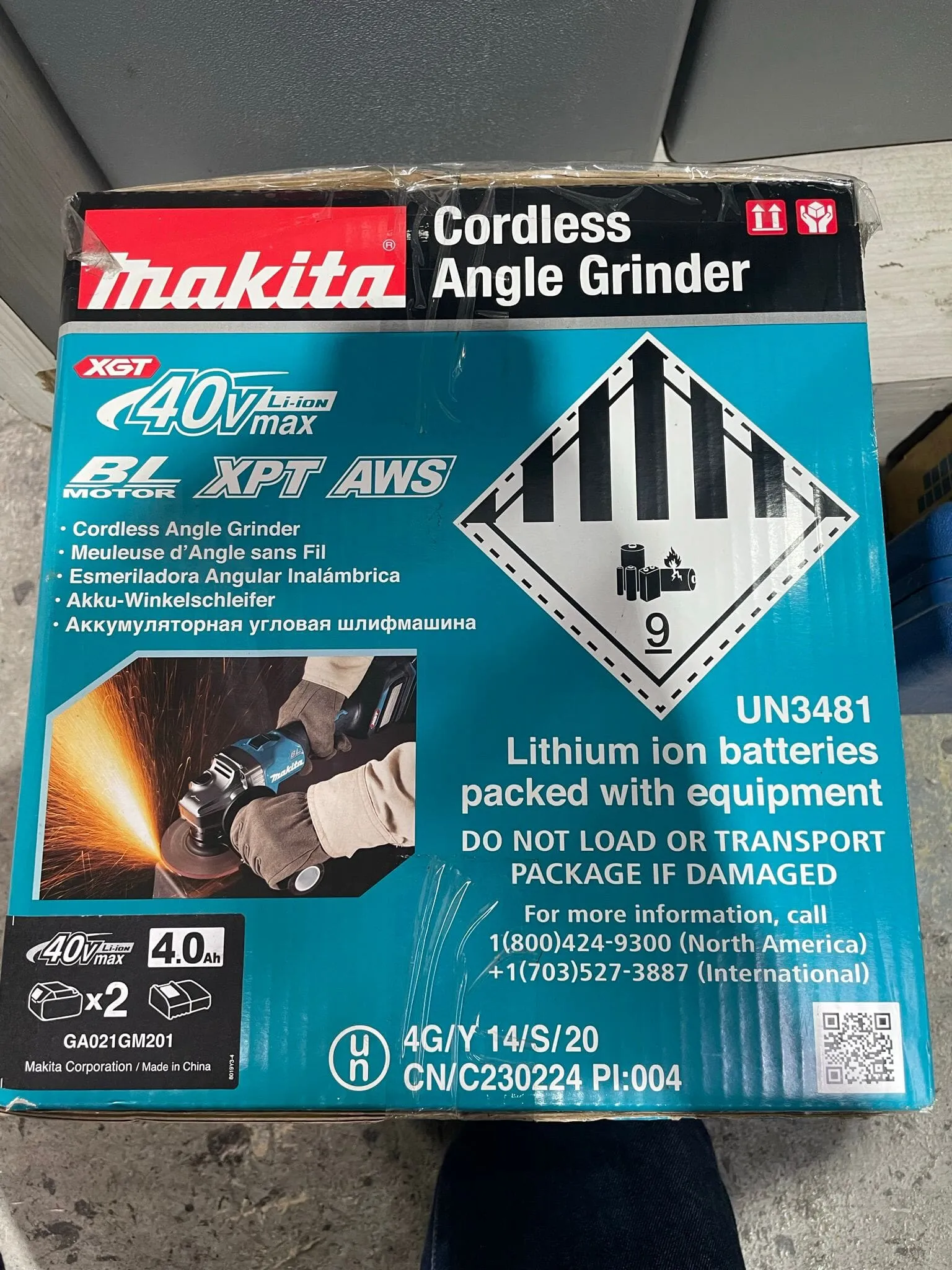 Makita 4" 40V Cordless Brushless Angle Grinder GA021GM201 Come With 4.0Ah battery and Charger | Model : M-GA021GM201