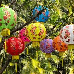 Medium Chinese Flower Lanterns (30cm) - pack 2 nylon lanterns