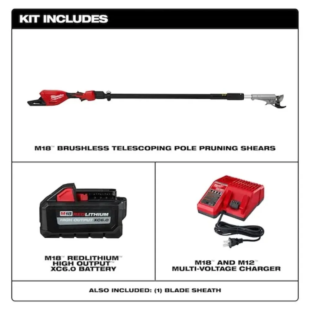 Milwaukee 3008-21 M18 Brushless Telescoping Pole Pruning Shears Kit