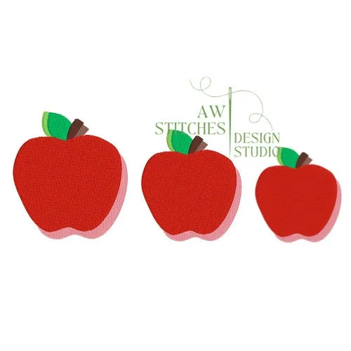 Mini fill stitch two tone apple 1in, 1.5in, and 2in