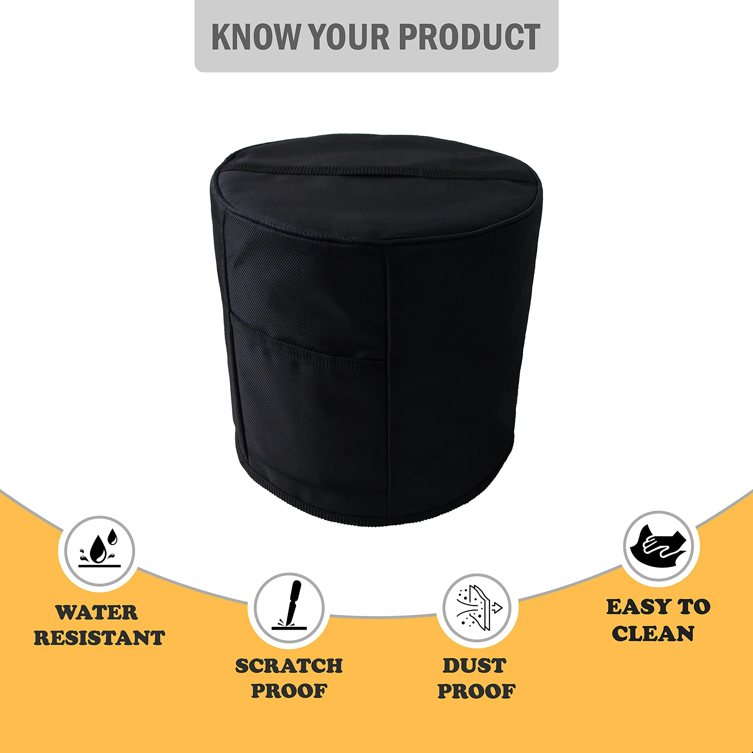 Nabaat Polyester Dust Proof Water Proof Washable Cover For Automatic Electric Rice Cooker Of Prestige / Bajaj / Panasonic / Philips / Geek, Kitchen Standard Size, Black (13"X12").