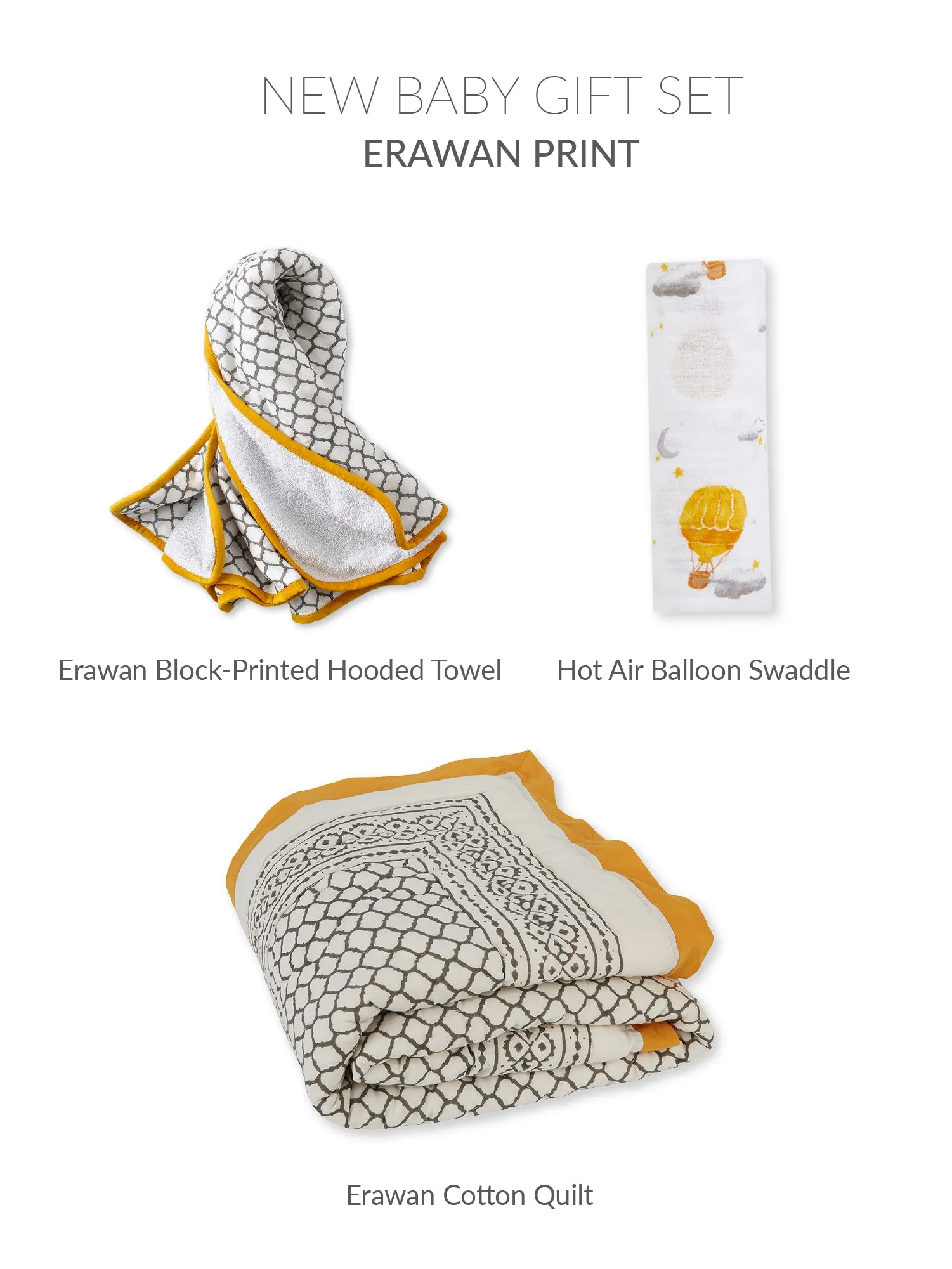 New Baby Gift Set - Yellow Mustard and Grey