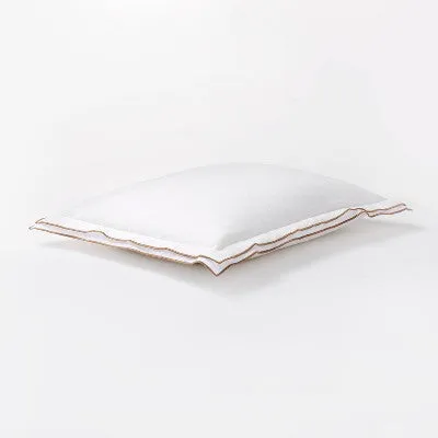 New - King Double Flange Merrow Stitch Duvet Cover & Sham Set White/Camel - Threshold designed with Studio McGee