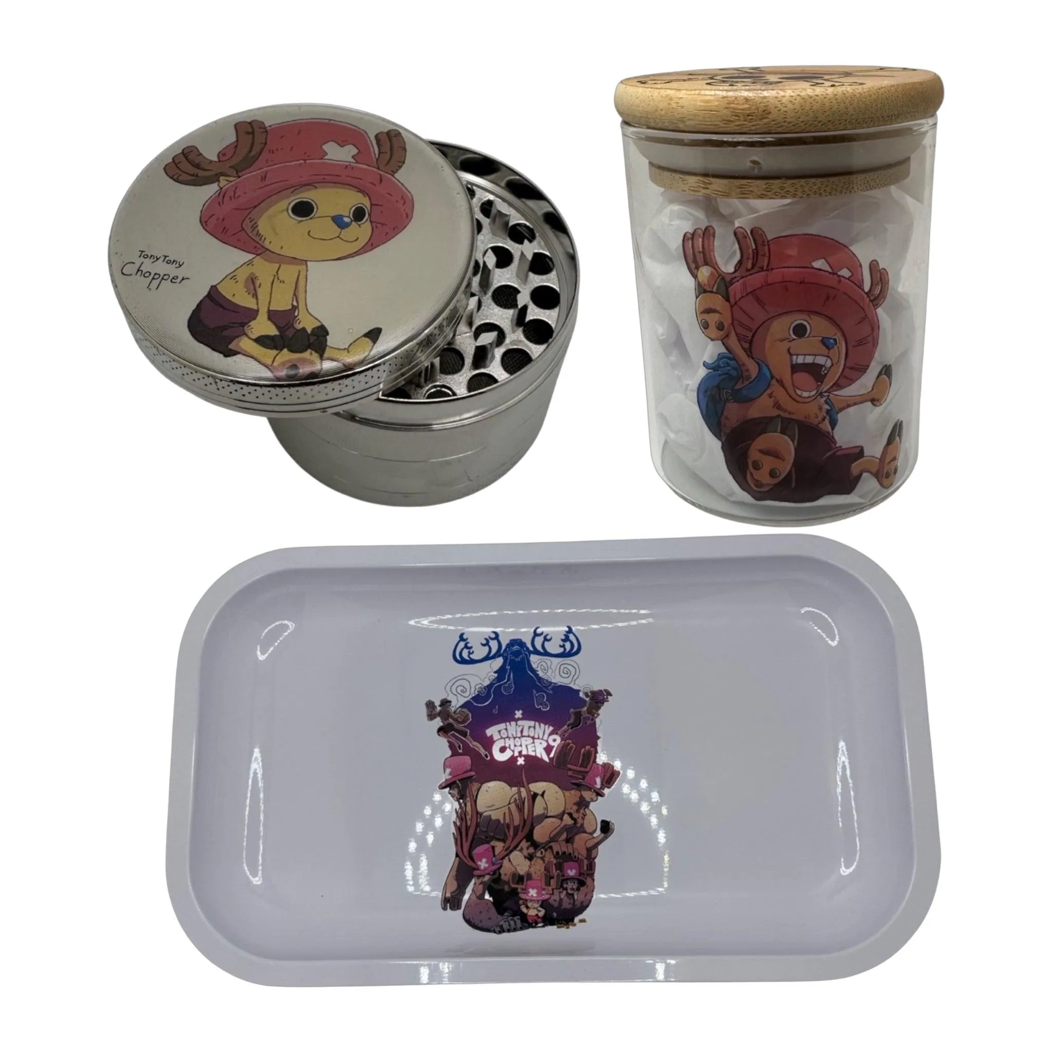 One Piece Anime Spice Grinder, Stash Jar, Rolling Tray Set