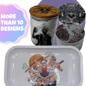 One Piece Anime Spice Grinder, Stash Jar, Rolling Tray Set