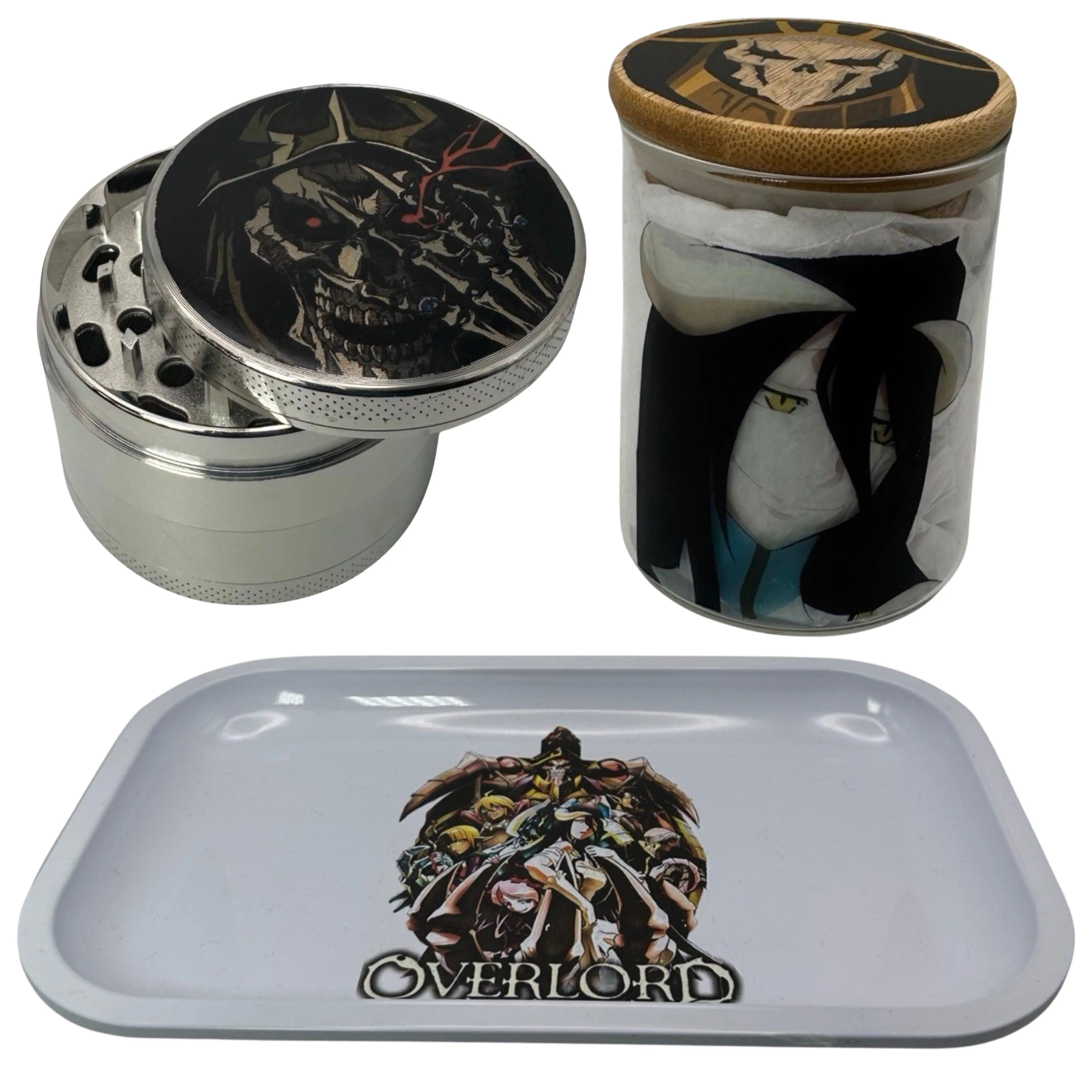 Overlord Anime Spice Grinder, Stash Jar, Rolling Tray Set