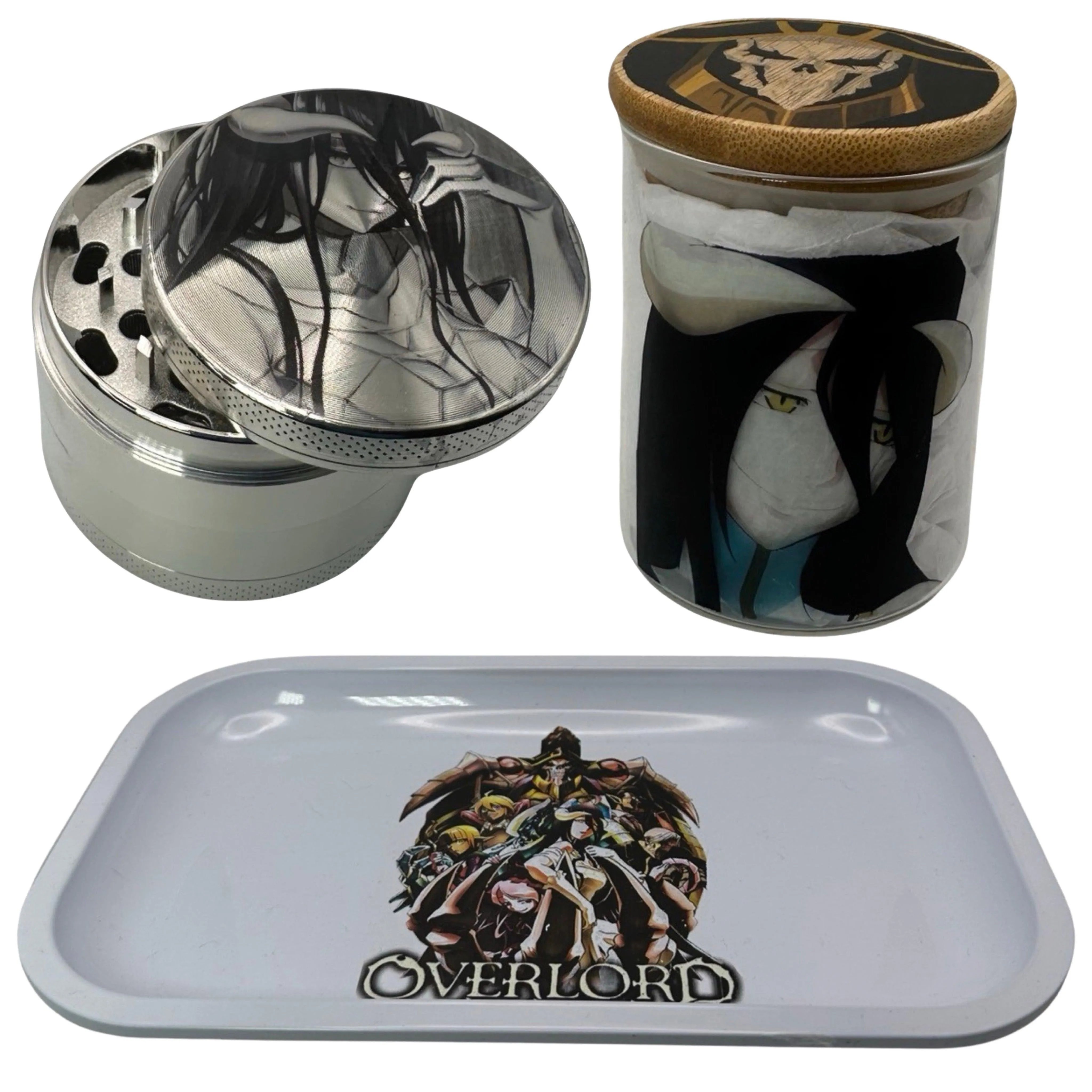 Overlord Anime Spice Grinder, Stash Jar, Rolling Tray Set