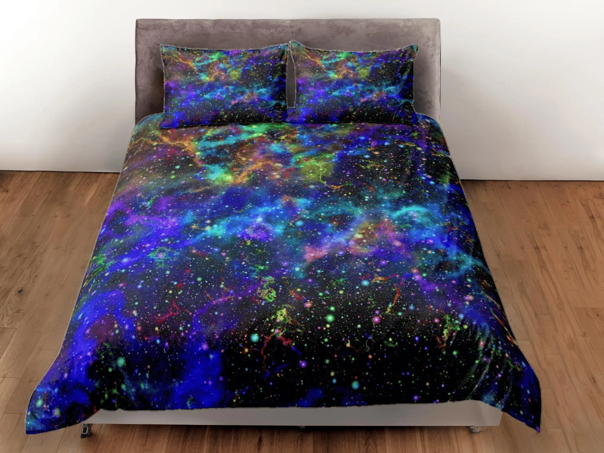 Paint splatter galaxy bedding, outer space bedding set full, cosmic duvet cover king, queen, dorm bedding, toddler bedding aesthetic duvet