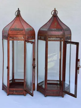 Pair of large red Indian lanterns 30"