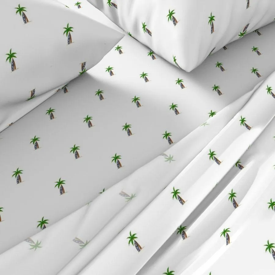 Palm Trees with Blue Surfboard Sheet Set from Surfer Bedding™️