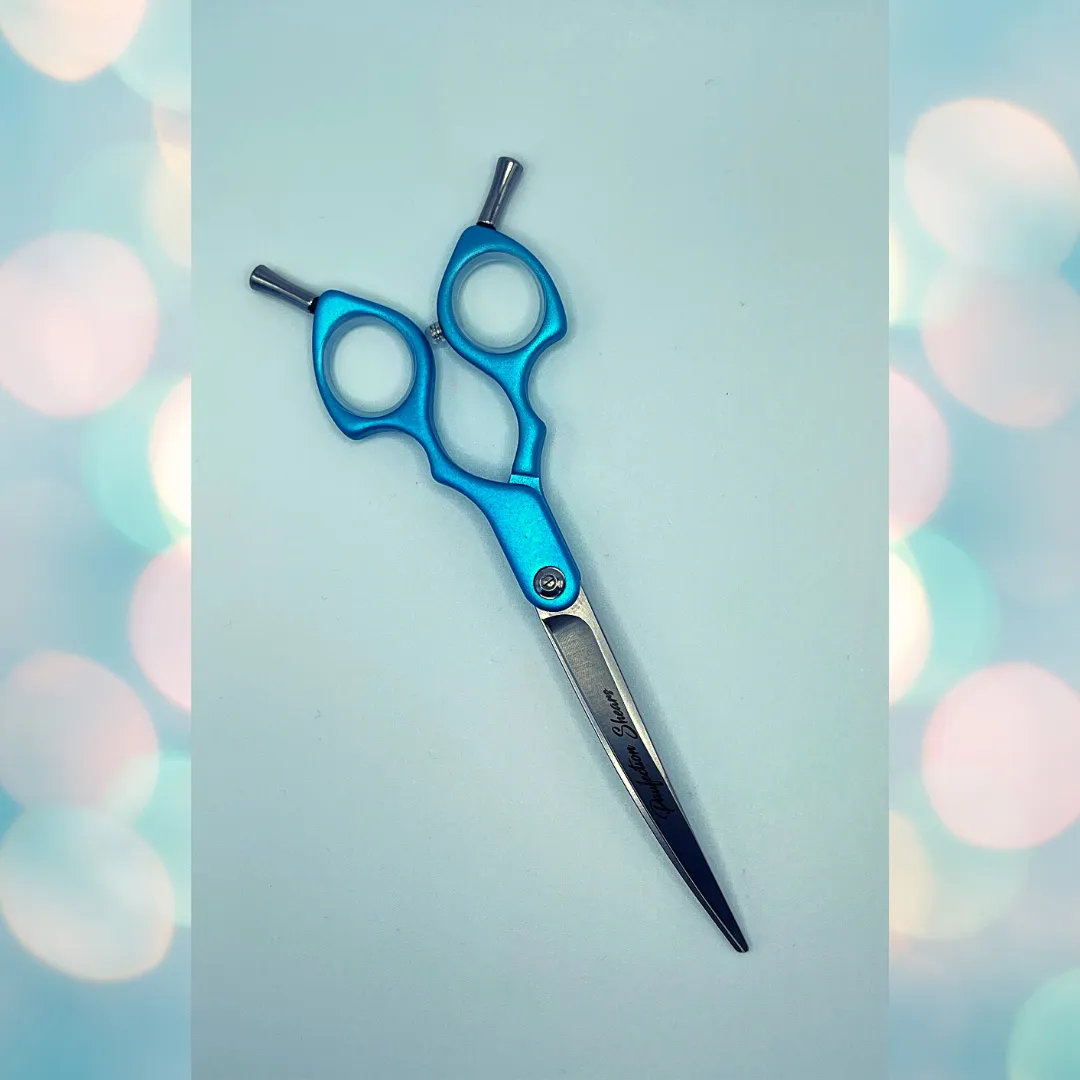 Pawfection Shears by Myke Ross Asian Handle Light Blue Curves 6.5"