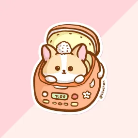 Peach Rice Cooker Corgi Vinyl Sticker