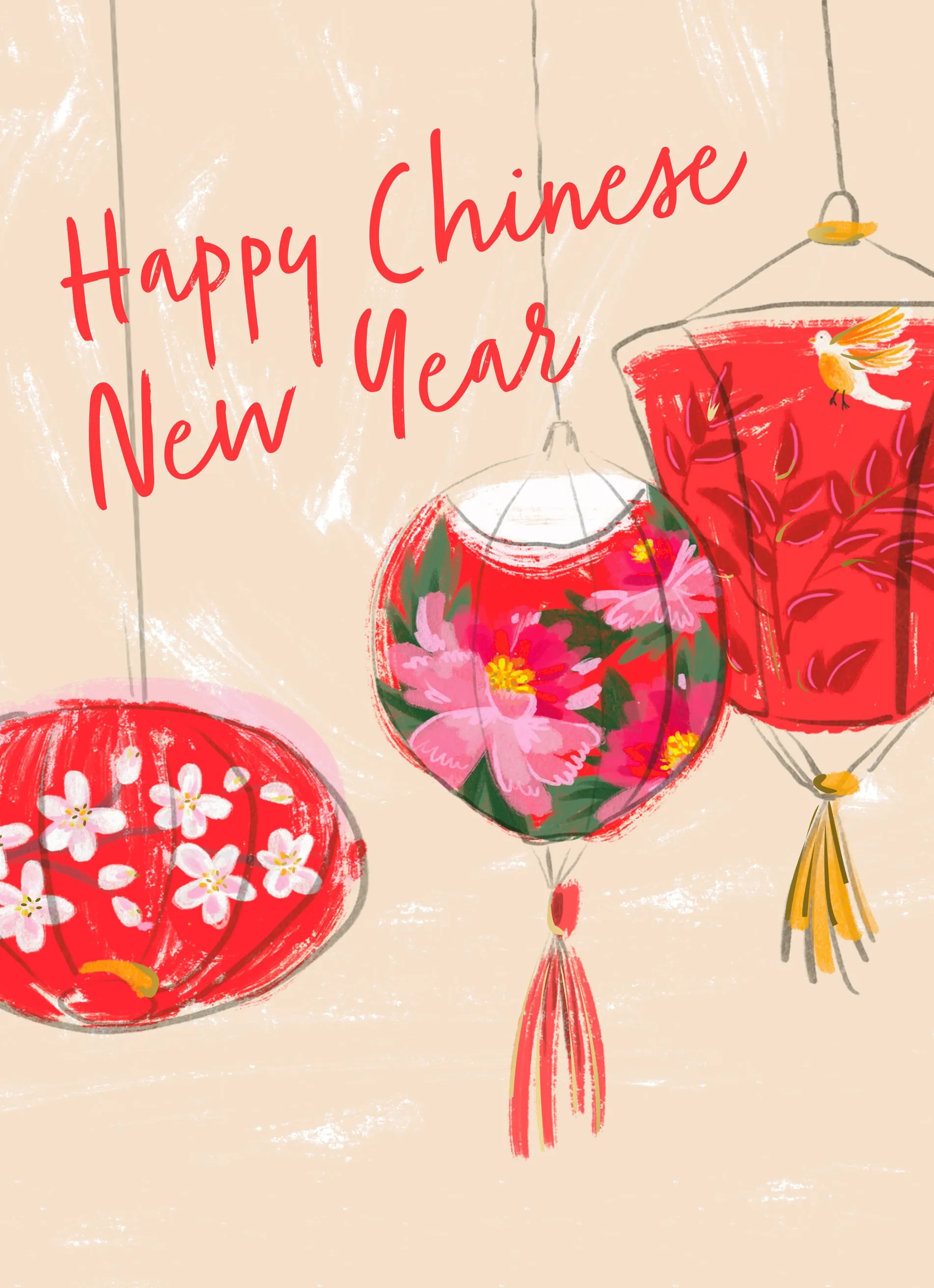 Personalised Chinese New Year Lanterns Card