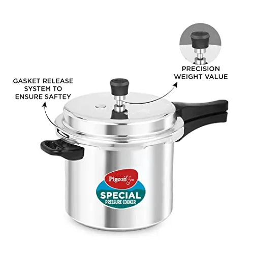 Pigeon by Stovekraft Non-Induction Base Aluminium Outer Lid Pressure Cooker 7.5L (Silver)