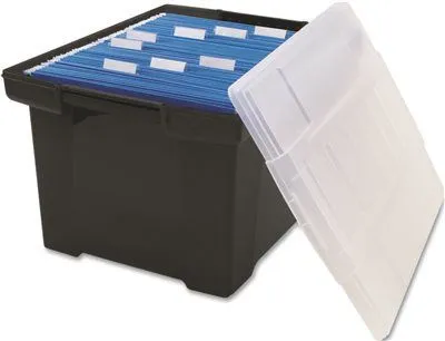 Plastic File Tote Storage Box Letter/Legal Snap-On Lid Black