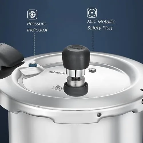 Prestige 2L 3L 5 Litres Svachh outer lid Aluminium combo Pressure Cooker with 2 Lids | Deep lid controls spillage | Gas & Induction Compatible | Safety Plug | Gasket-release system