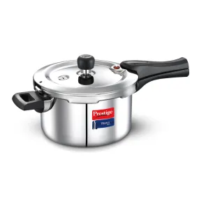 Prestige 3 Litres Svachh Triply Induction Base Outer Lid Pressure Cooker |Silver | Deep Lid Spillage Control | Even heat distribution|5 years warranty