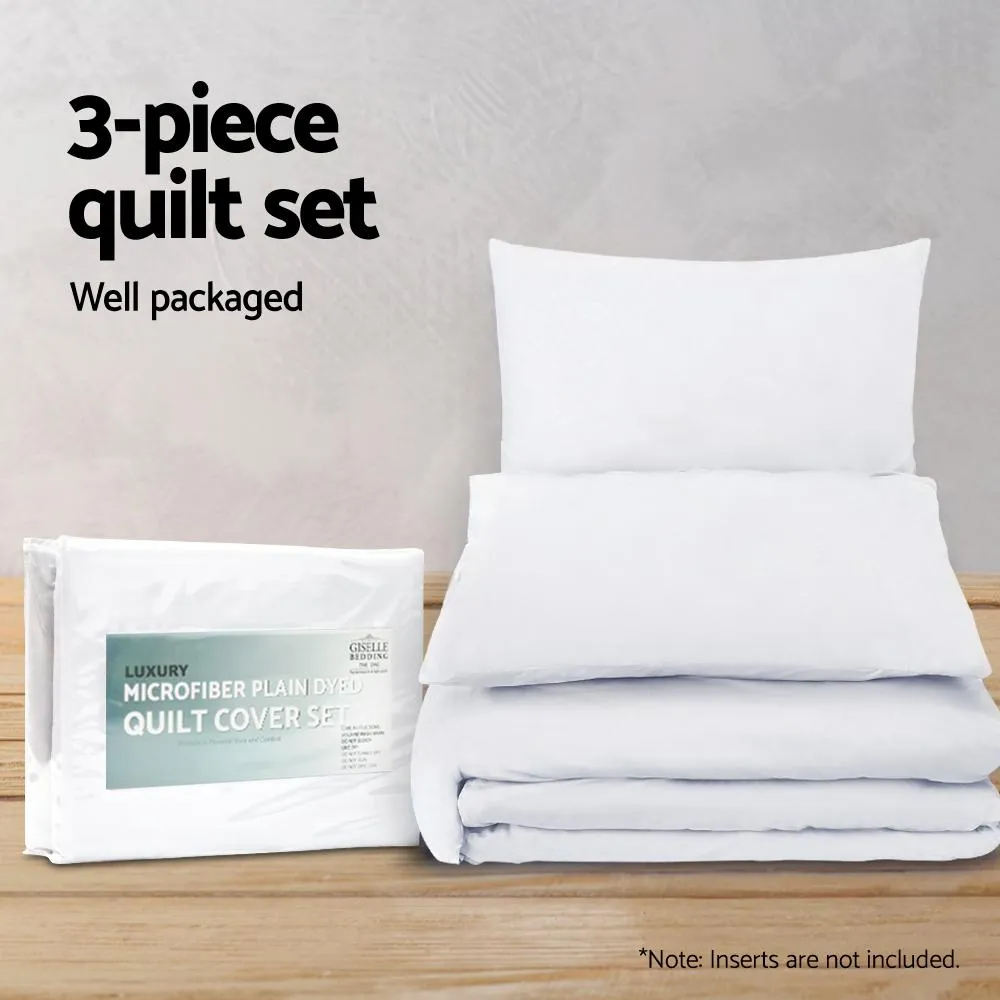 Queen Size Classic Quilt Cover Set - White