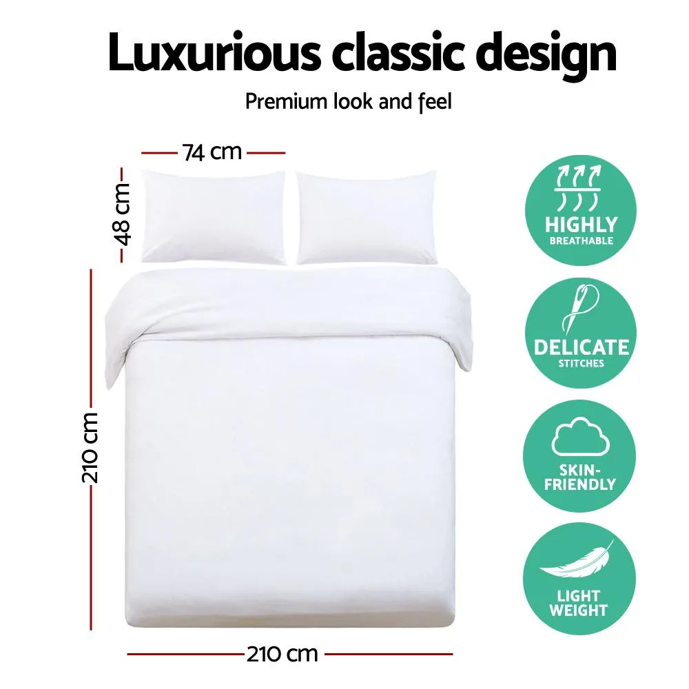 Queen Size Classic Quilt Cover Set - White