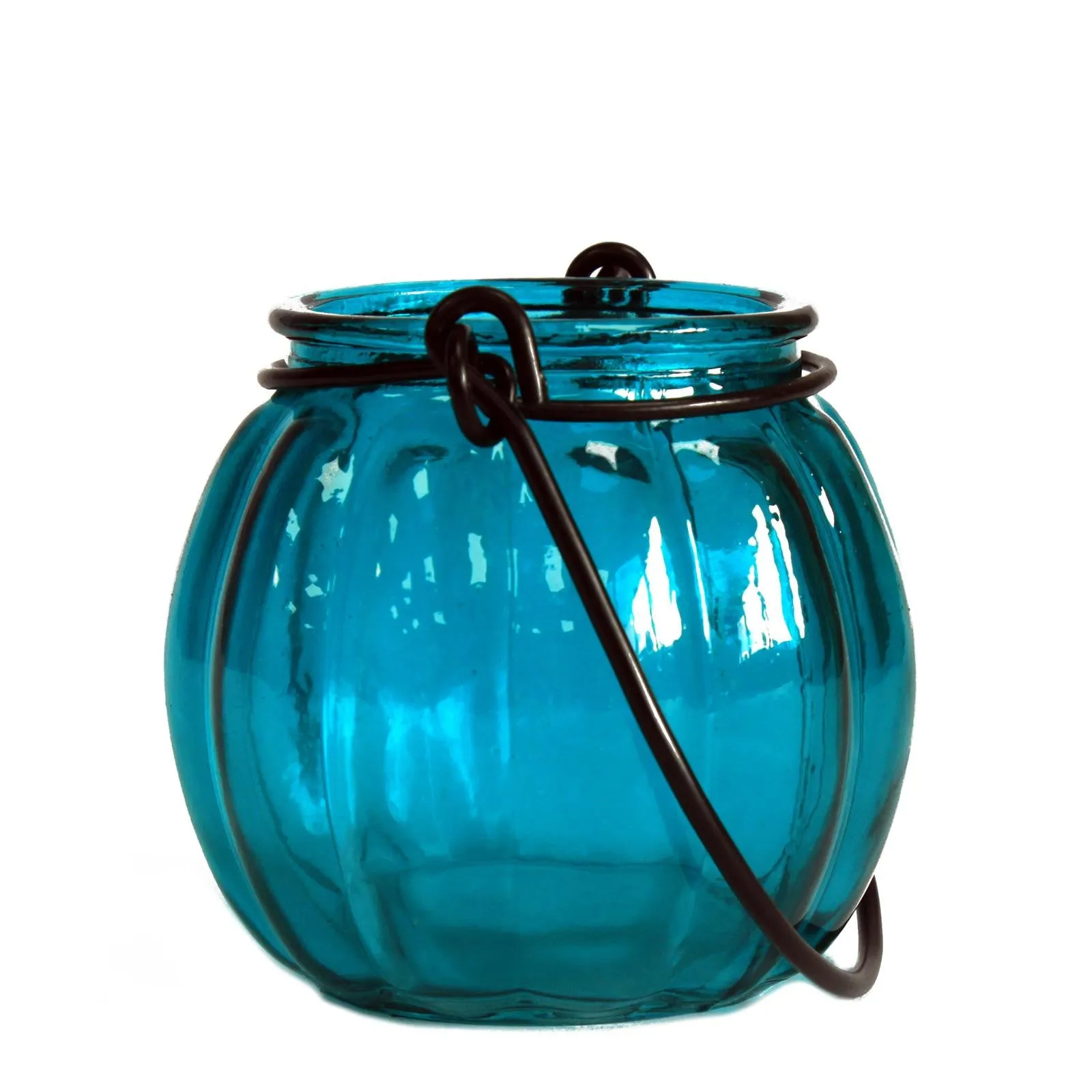 Recycled Pumpkin Candle Lantern - Teal