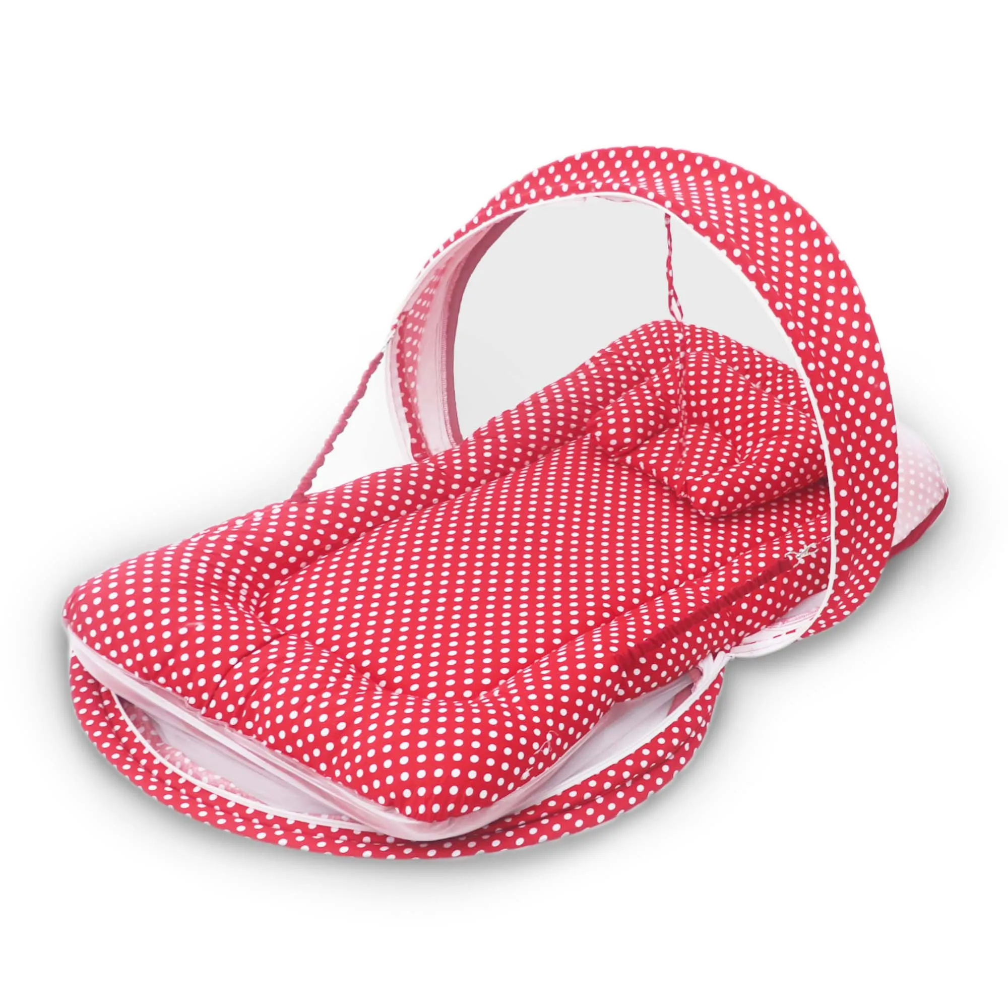 Red Polka -  Kradyl Kroft Bassinet Style Mosquito Net Bedding for Infants