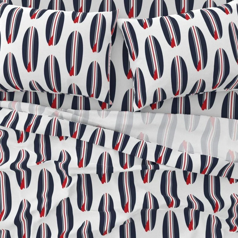 Red, White and Blue Classic USA Surfboards Sheet Set from Surfer Bedding™️ Large Scale