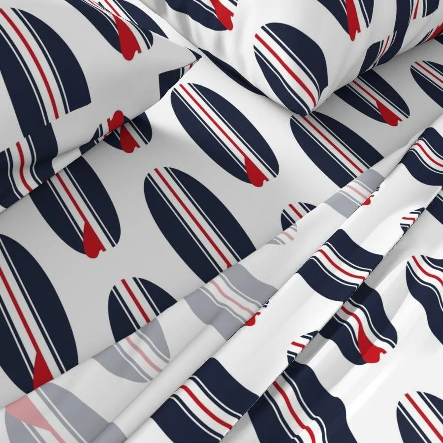 Red, White and Blue Classic USA Surfboards Sheet Set from Surfer Bedding™️ Large Scale