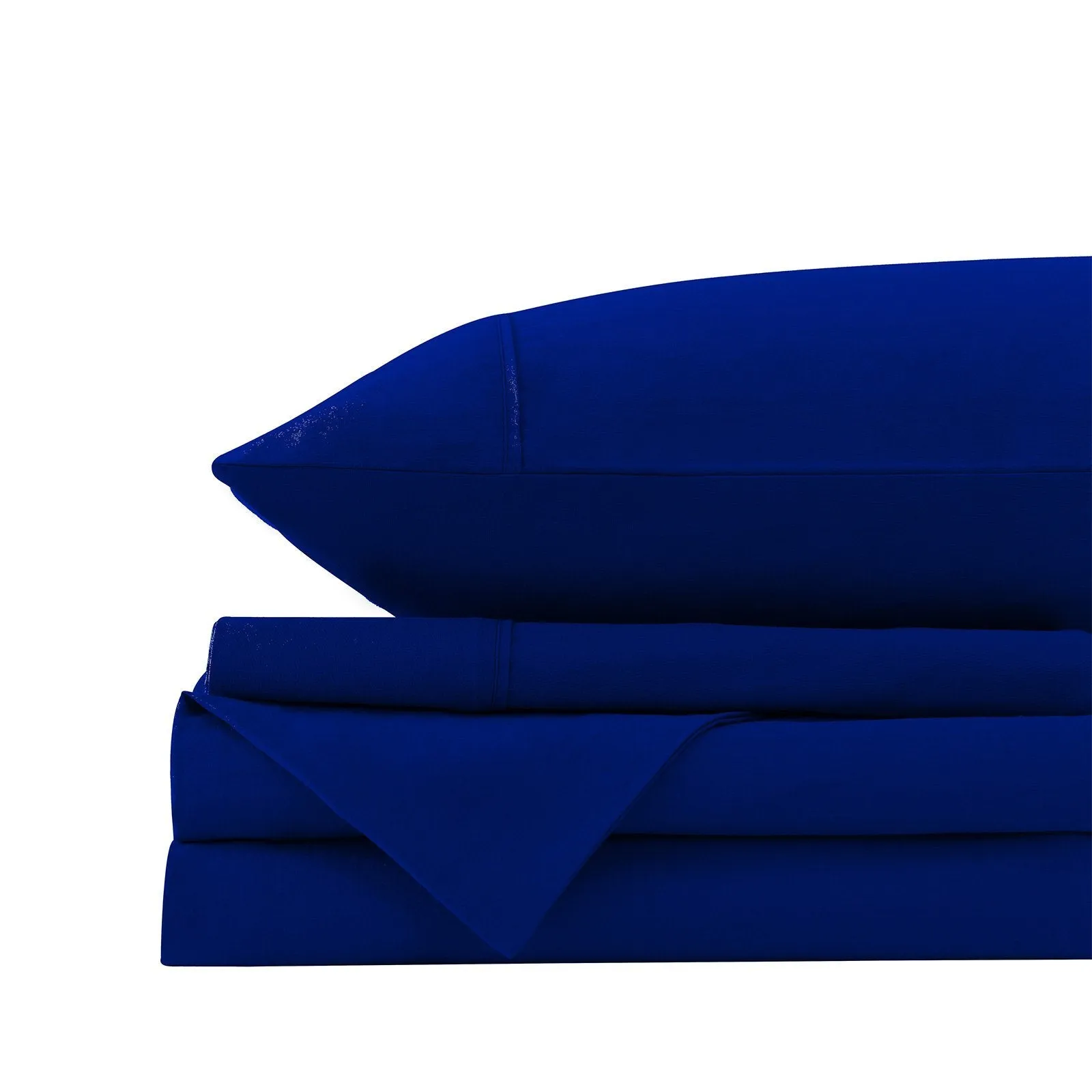 Royal Comfort Vintage Washed 100% Cotton Sheet Set Fitted Flat Sheet Pillowcases Queen Royal Blue