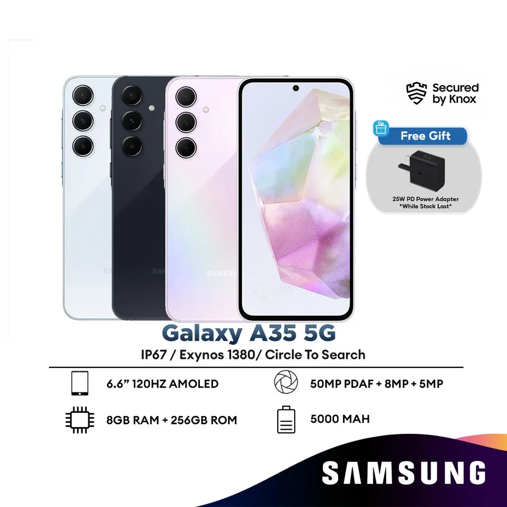 SAMSUNG Galaxy A35 5G, 6.6" FHD  Super AMOLED Display (8GB RAM   256GB ROM) 50MP OIS Camera, Large Battery