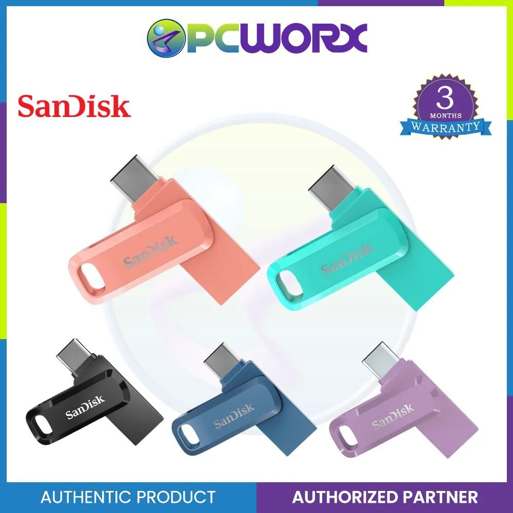 SanDisk 128GB Ultra Dual Drive Go USB Type-C Flash Drive - Black | Green | Lavander | Peach | Blue