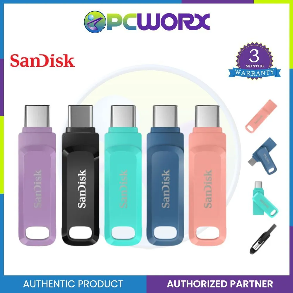 SanDisk 128GB Ultra Dual Drive Go USB Type-C Flash Drive - Black | Green | Lavander | Peach | Blue