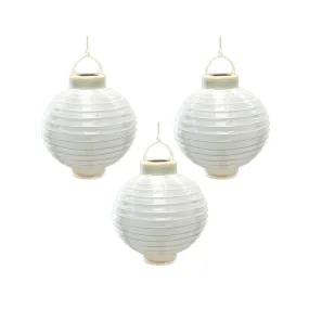 Solar-Powered Nylon Lanterns Set of 3 - White